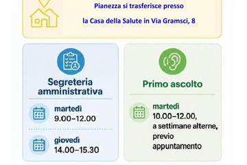 Avviso di trasferimento del servizio sociale territoriale di Pianezza
