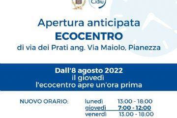 Apertura anticipata Ecocentro Pianezza