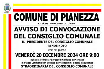 Convocazione Consiglio Comunale venerd&#236; 20 Dicembre 2024 ore 9.00