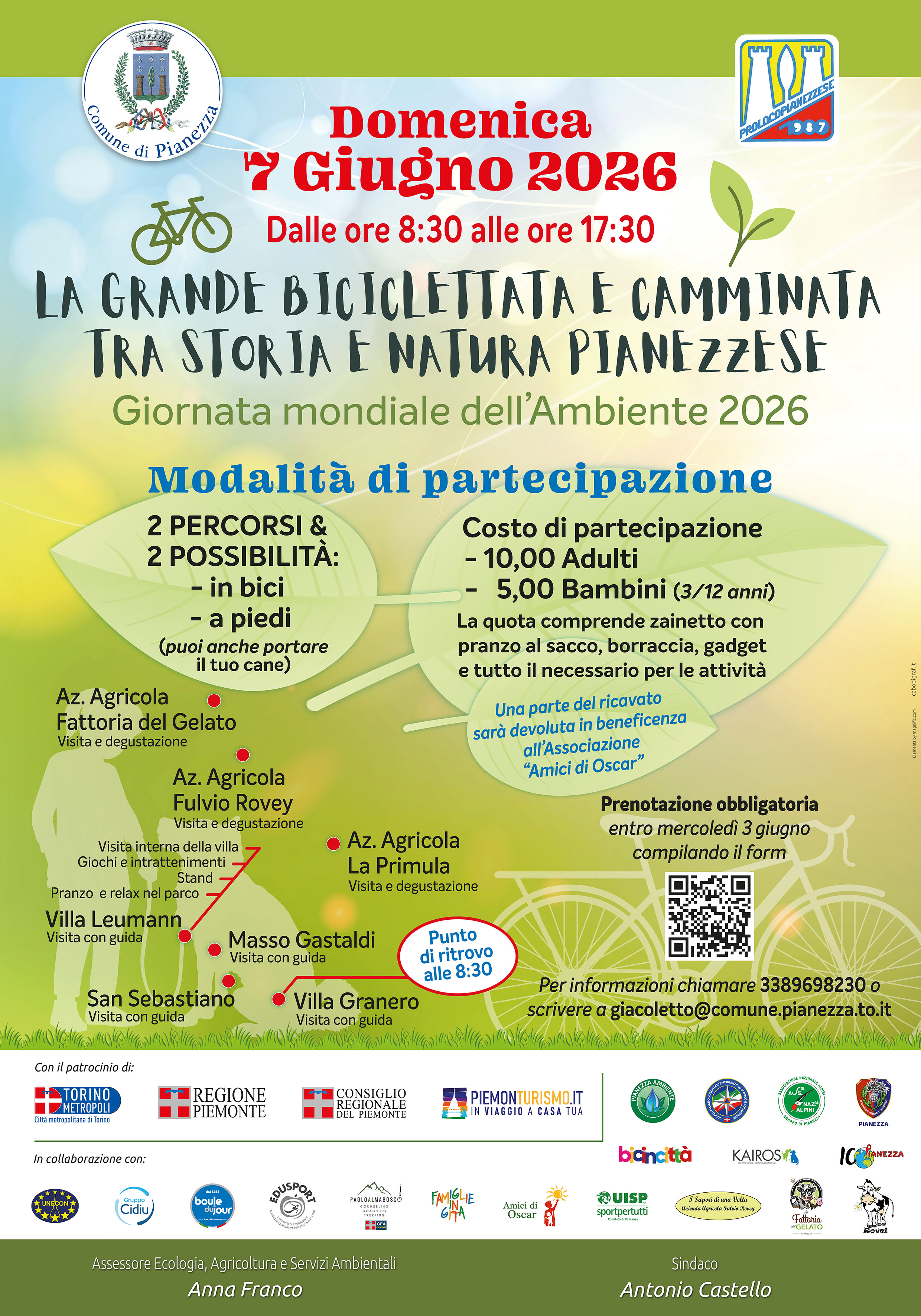 Locandina della Grande Biciclettata e Camminata tra Storia e Natura Pianezzese - 7 Giugno 2026