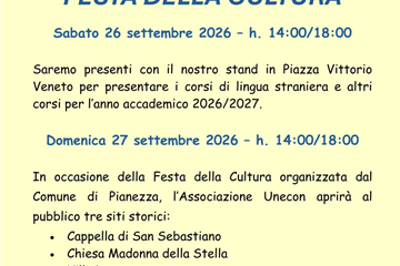 Locandina della Festa della cultura a Pianezza organizzata dall'Associazione Unecon