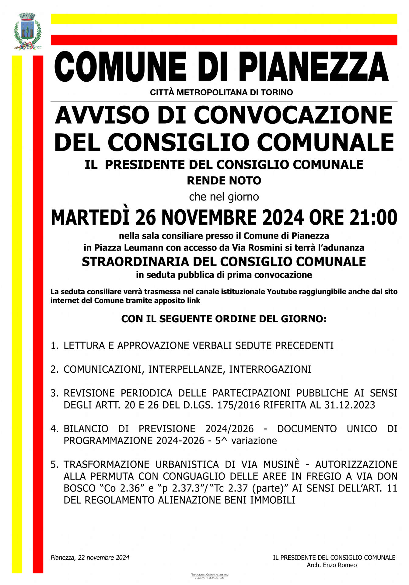 locandina convocazione consiglio comunale