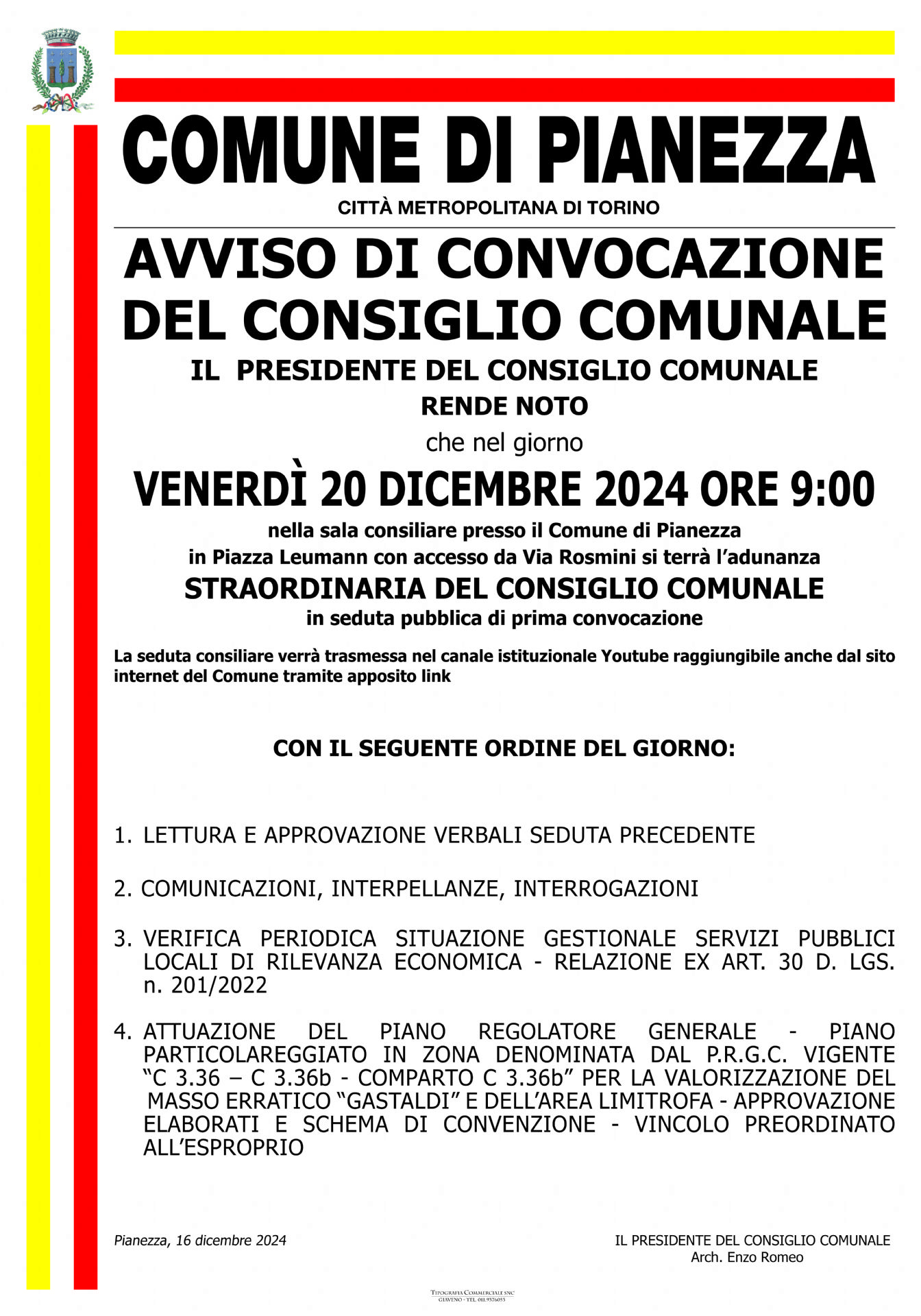 locandina convocazione consiglio comunale